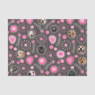 Papier Mousseline Coeur rose mignon et Flower Chien Maman Photo Coll