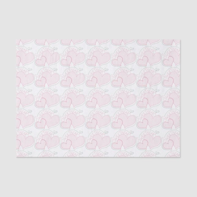 Papier Mousseline Coeurs à point croisé Papier de tissus amoureux (Recto)