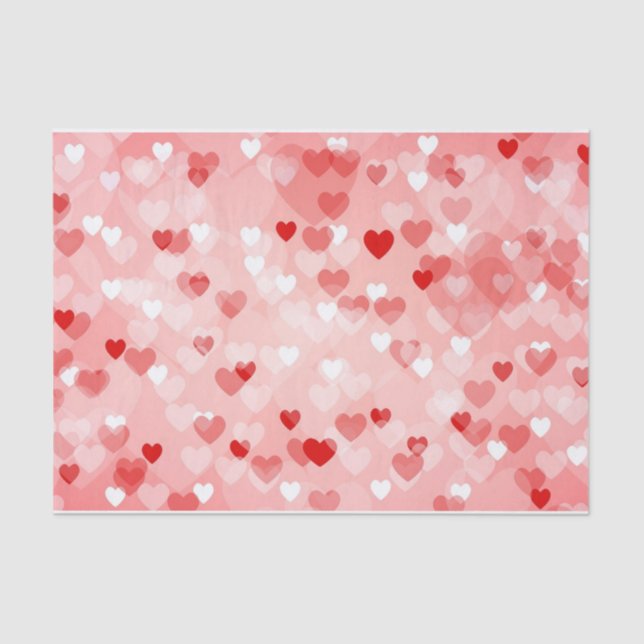 Papier Mousseline Coeurs Abstraits mixtes rouge, blanc et rose (Recto)