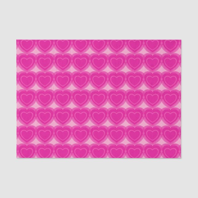 Papier Mousseline Coeurs Abstraits modernes - Fuchsia rose (Recto)