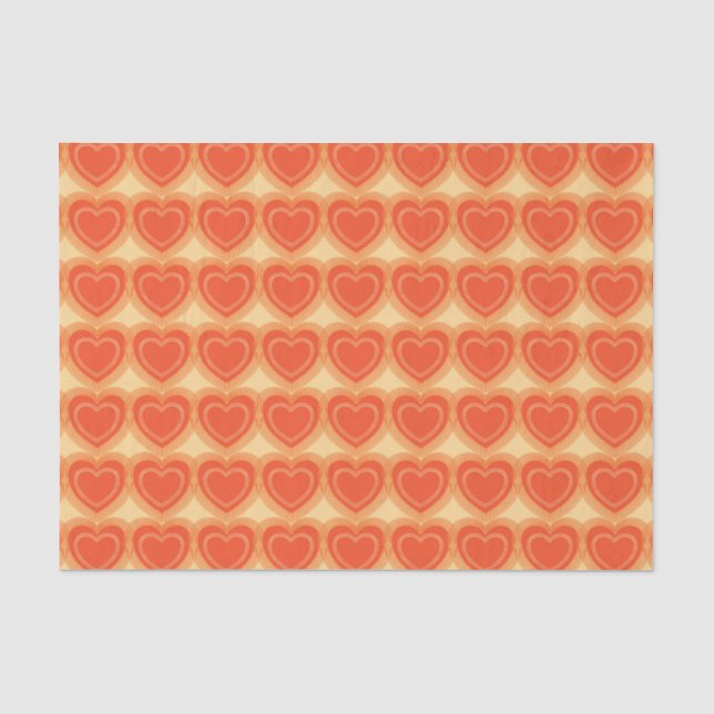 Papier Mousseline Coeurs Abstraits modernes - Mandarin Orange (Recto)