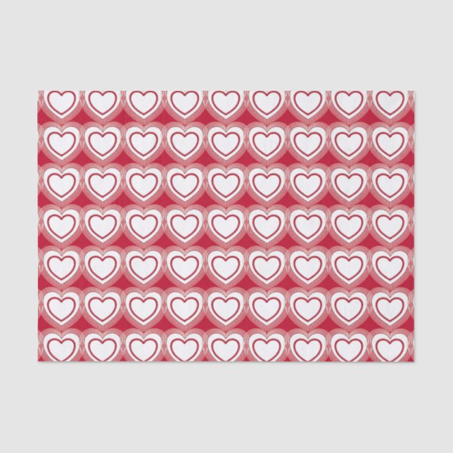 Papier Mousseline Coeurs Abstraits modernes - Rouge et Blanc (Recto)