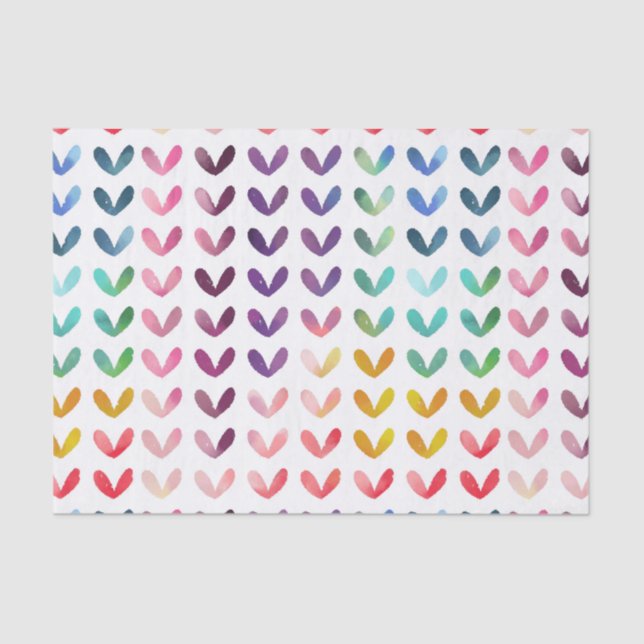 Papier Mousseline Coeurs aquarelle (Recto)