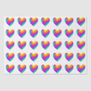 Papier Mousseline Coeurs arc-en-ciel