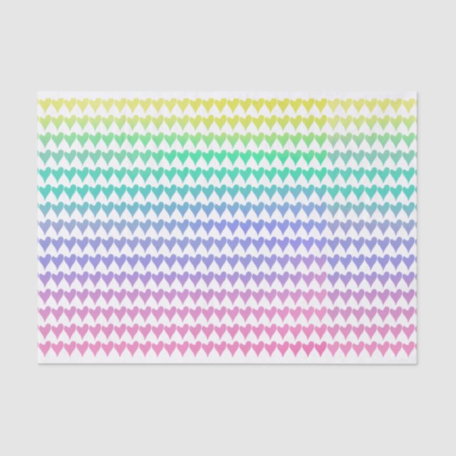 Papier Mousseline Coeurs arc-en-ciel (Recto)