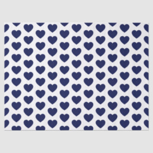 Papier Mousseline Coeurs, bleu de la marine sur le livre blanc