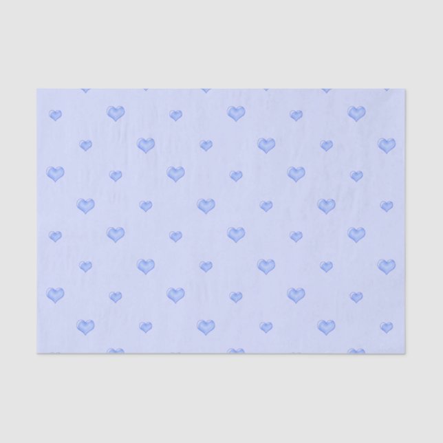 Papier Mousseline Coeurs bleus (Recto)