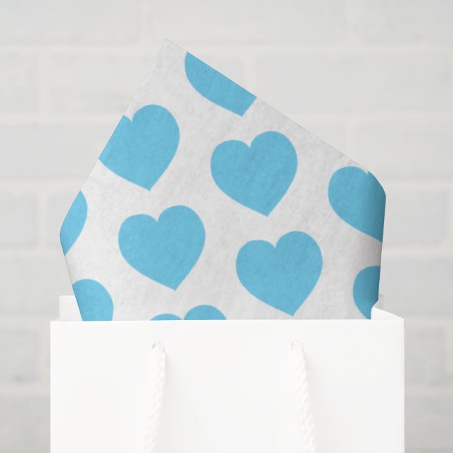 Papier Mousseline Cœurs bleus bébé Amour moderne Notes douces Amusan (Sac cadeau)
