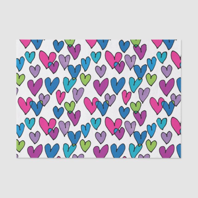 Papier Mousseline Coeurs colorés 2 (Recto)