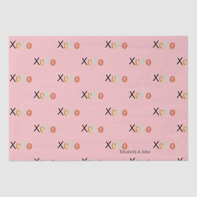 Papier Mousseline Coeurs colorés "XOXO" cool Saint Valentin (Recto)