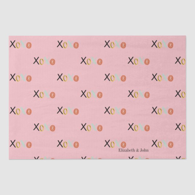Papier Mousseline Cœurs Colorés "XOXO" Saint-Valentin (Recto)