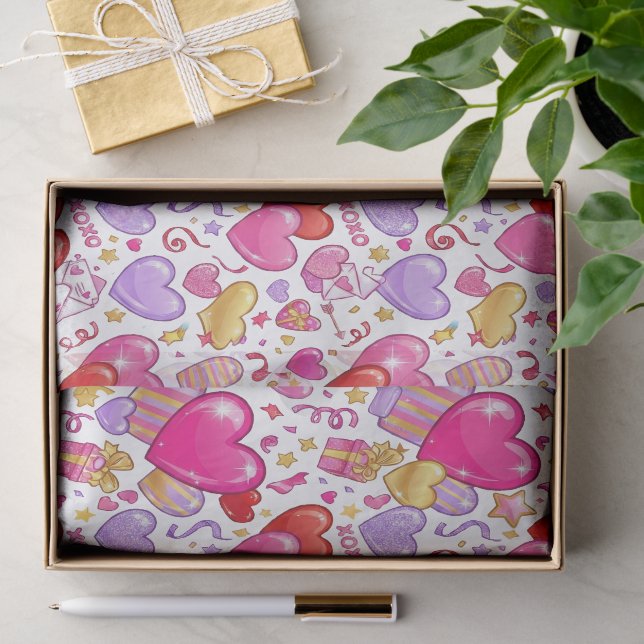 Papier Mousseline Cœurs Confettis Vibrants  (Cadeau)