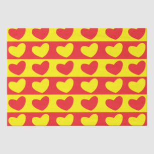 Papier Mousseline Coeurs d'amour jaune rouge