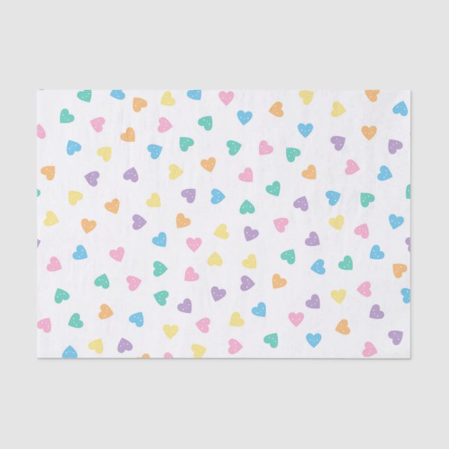 Papier Mousseline Coeurs de bonbons de Kawaii Pastel (Recto)
