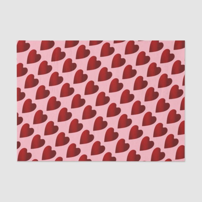 Papier Mousseline Coeurs de la Saint Valentin rouge et rose (Recto)