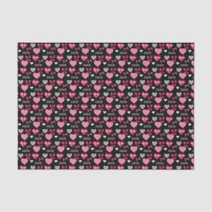 Papier Mousseline Cœurs de la Saint-Valentin, rubans et motif XOXO