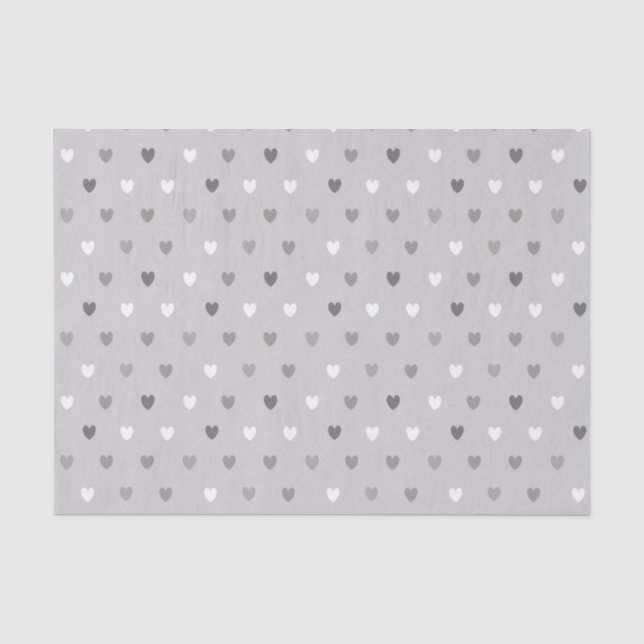 Papier Mousseline Coeurs de polka minuscules dans les tons gris (Recto)