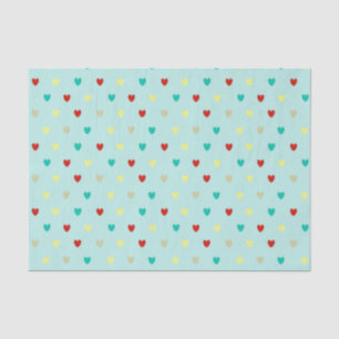 Papier Mousseline Coeurs de polka minuscules sur le vert de la mer
