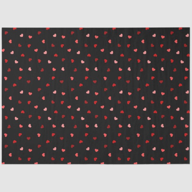 Papier Mousseline Coeurs de Saint Valentin en noir (Recto)