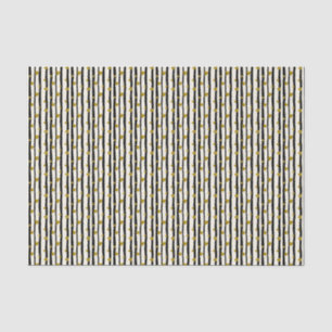 Papier Mousseline Coeurs d'or et rayures noires