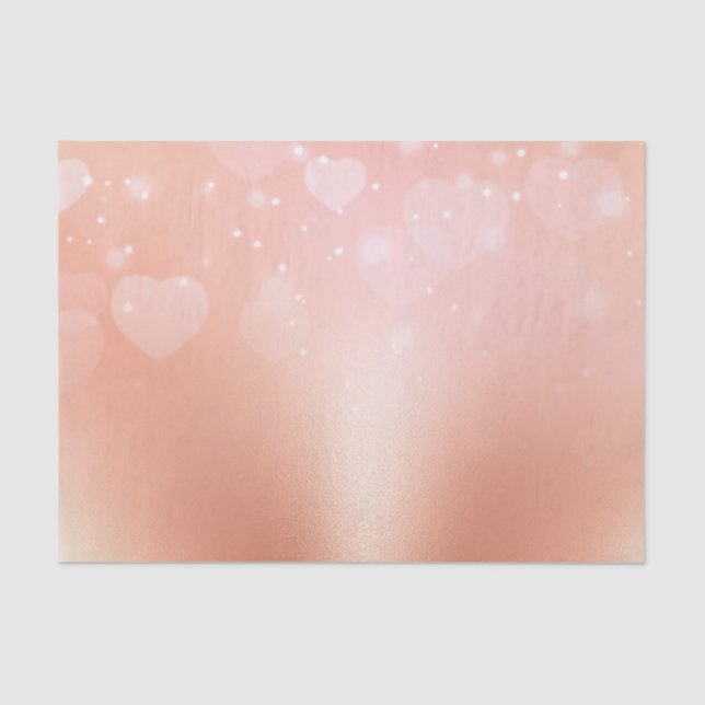 Papier Mousseline Coeurs d'or rose (Recto)