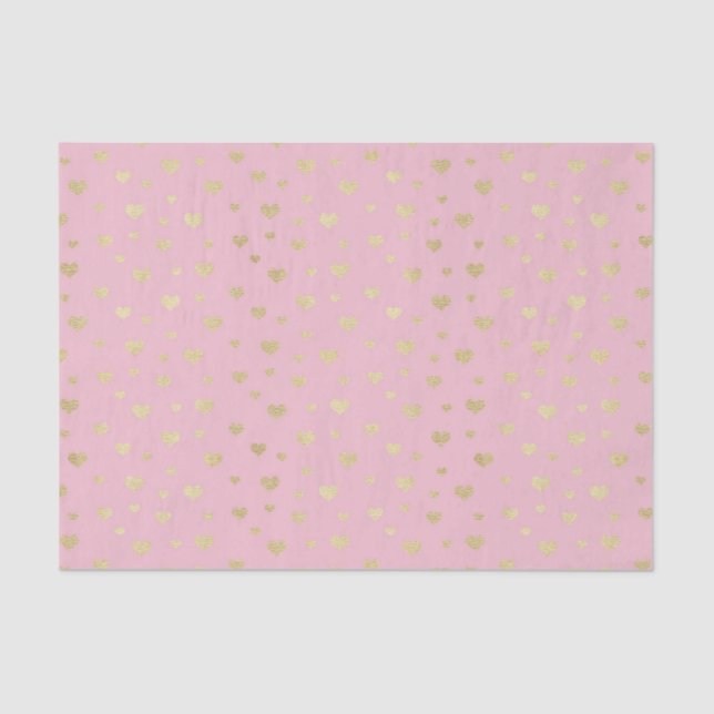 Papier Mousseline Coeurs d'or rose (Design 70 Pink Series) (Recto)