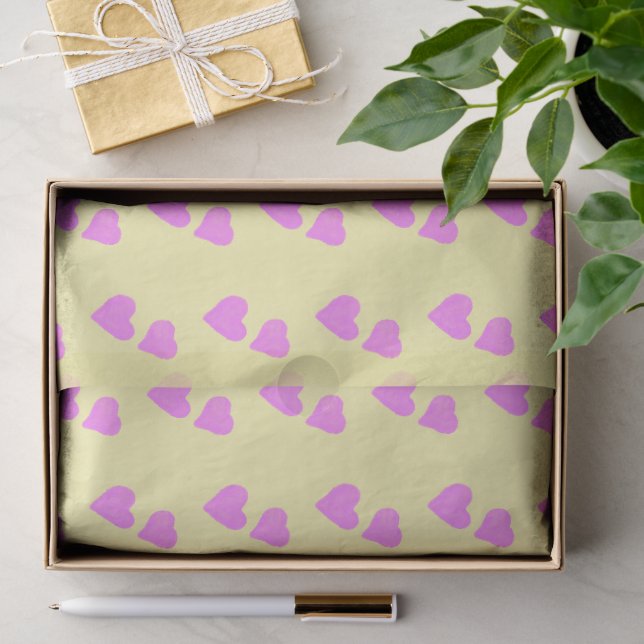 Papier Mousseline Cœurs duo rose illustrés grossièrement (Cadeau)
