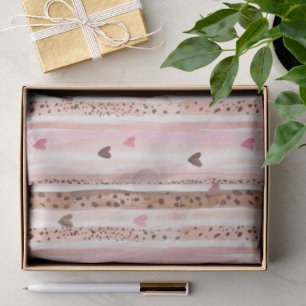 Papier Mousseline Coeurs Empreintes de léopard Brown roses rayures A