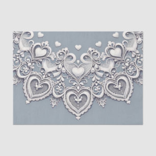 Papier Mousseline Cœurs en dentelle blanche Charme romantique Baby s