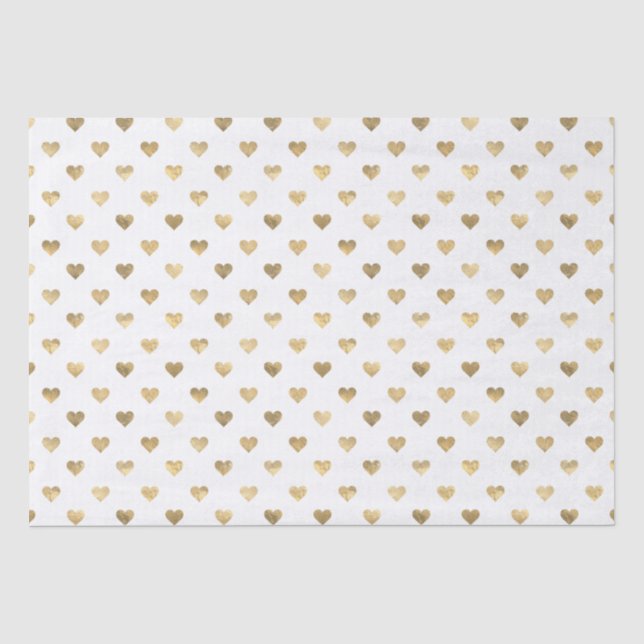 Papier Mousseline Cœurs en feuille d'or (Recto)