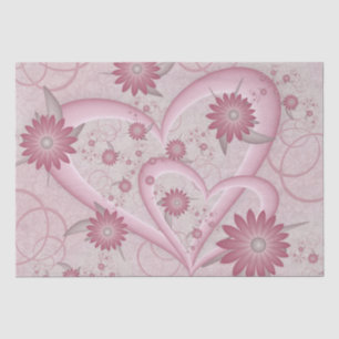 Papier Mousseline Cœurs et fleurs abstraits roses Amour Art fractal