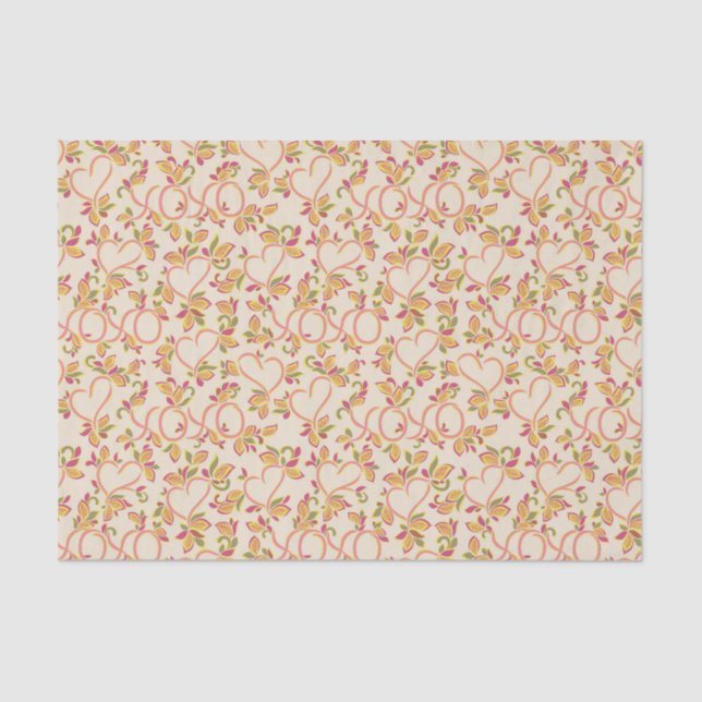 Papier Mousseline Coeurs et fleurs La Saint Valentin (Recto)