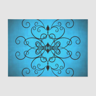 Papier Mousseline Coeurs et tourbillons noirs et bleus
