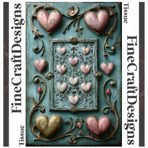 Papier Mousseline Cœurs et Vignes Découpage Shabby Chic Gauche 158