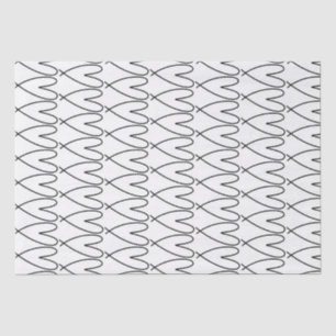 Papier Mousseline Cœurs mignons fantaisistes noir et blanc
