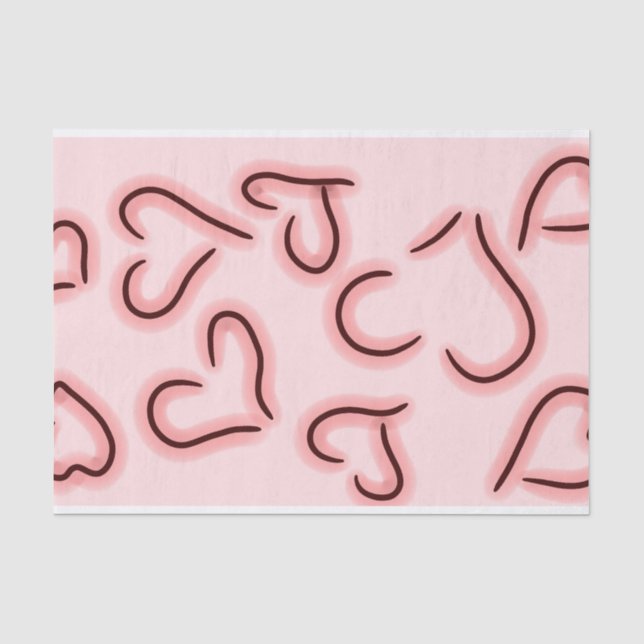 Papier Mousseline Coeurs mignons rouges (Recto)