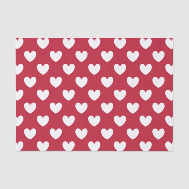 Papier Mousseline Coeurs polka blancs et rouges (Recto)