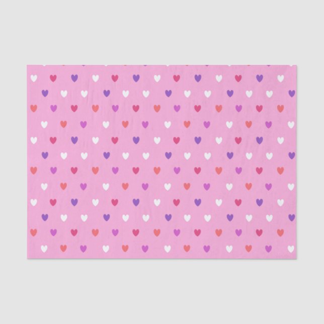 Papier Mousseline Coeurs polka rose (Recto)