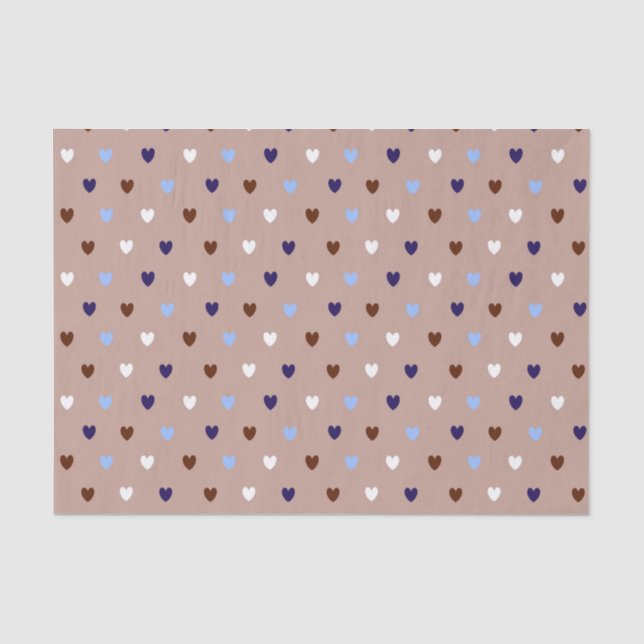 Papier Mousseline Coeurs Polka sur brun pâle (Recto)