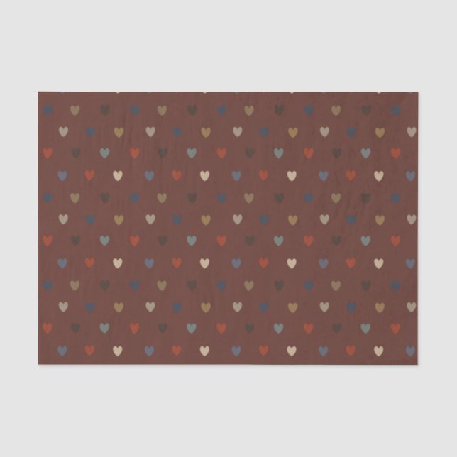 Papier Mousseline Coeurs Polka sur kilim brown (Recto)