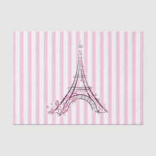 Papier Mousseline Cœurs roses et papillons Paris Tour Eiffel Fête