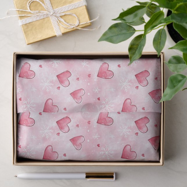 Papier Mousseline Coeurs roses Snowflakes (Cadeau)