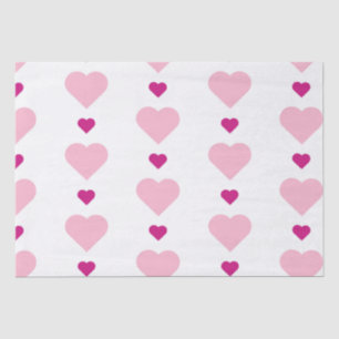 Papier Mousseline Coeurs roses symétriques sur blanc