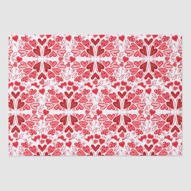 Papier Mousseline Coeurs rouge, rose et blanc Valentin (Recto)
