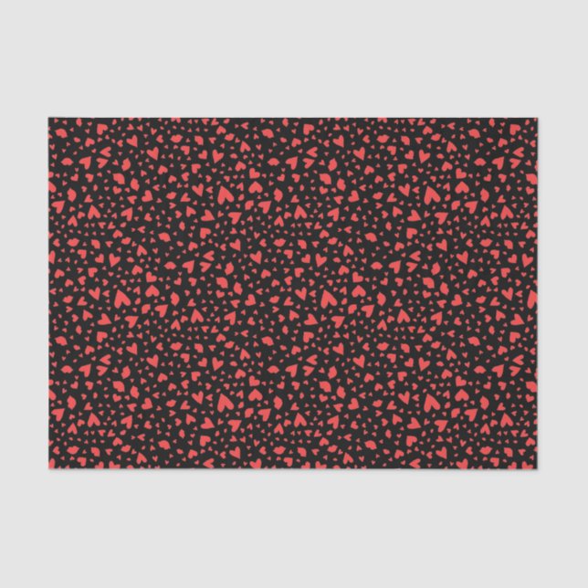 Papier Mousseline Coeurs rouges et baisers (Recto)