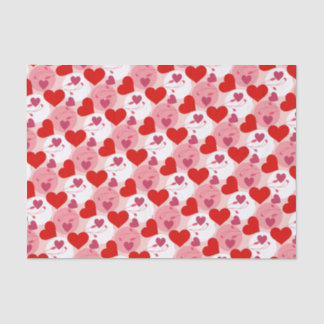Papier Mousseline Coeurs rouges et roses Saint-Valentin Romance Moti