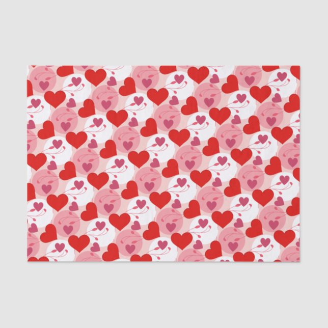 Papier Mousseline Coeurs rouges et roses Saint-Valentin Romance Moti (Recto)