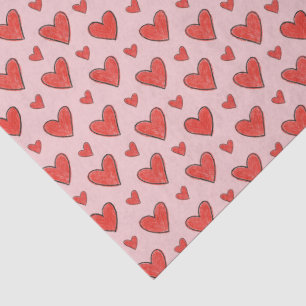 Papier Mousseline Cœurs rouges sur motif de coloriage pour enfant ro