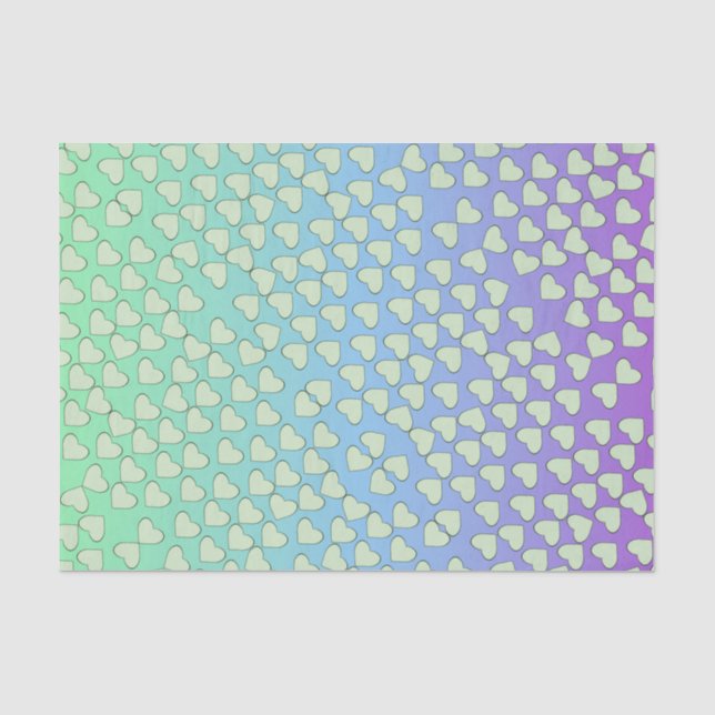 Papier Mousseline Coeurs sur coloré (Recto)