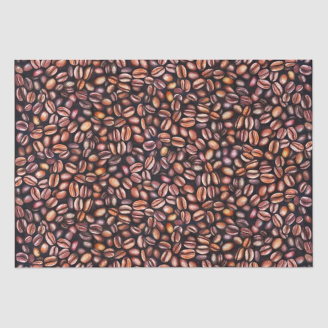 Papier Mousseline Coffee Haricots crayon Motif Rustique Brown (Recto)